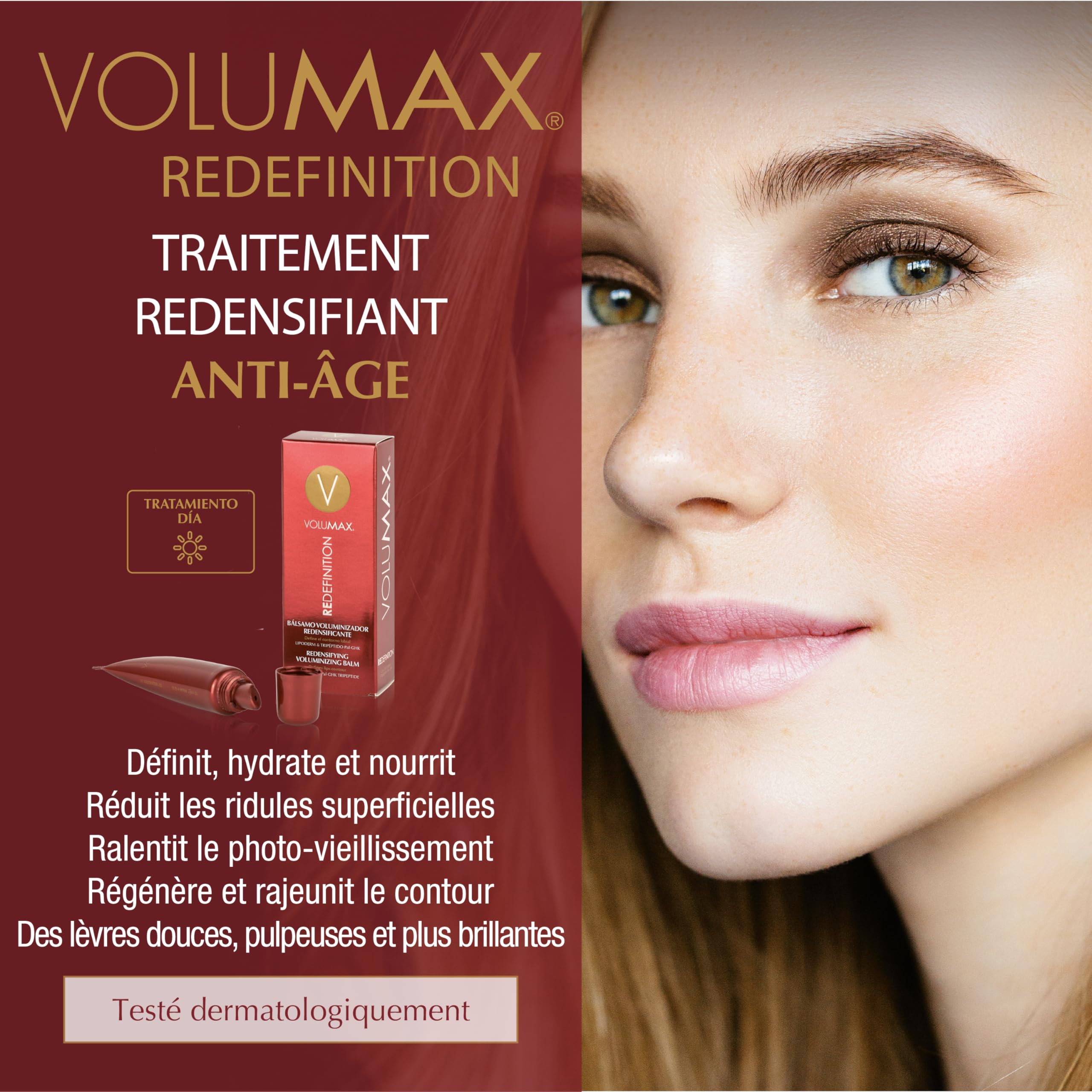 Image secondaire de Volumax Redefinition - Baume à lèvres réparateur, protecteur, régénérant et anti-rides | Définit, hydrate et profile | Lèvres douces et pulpeuses