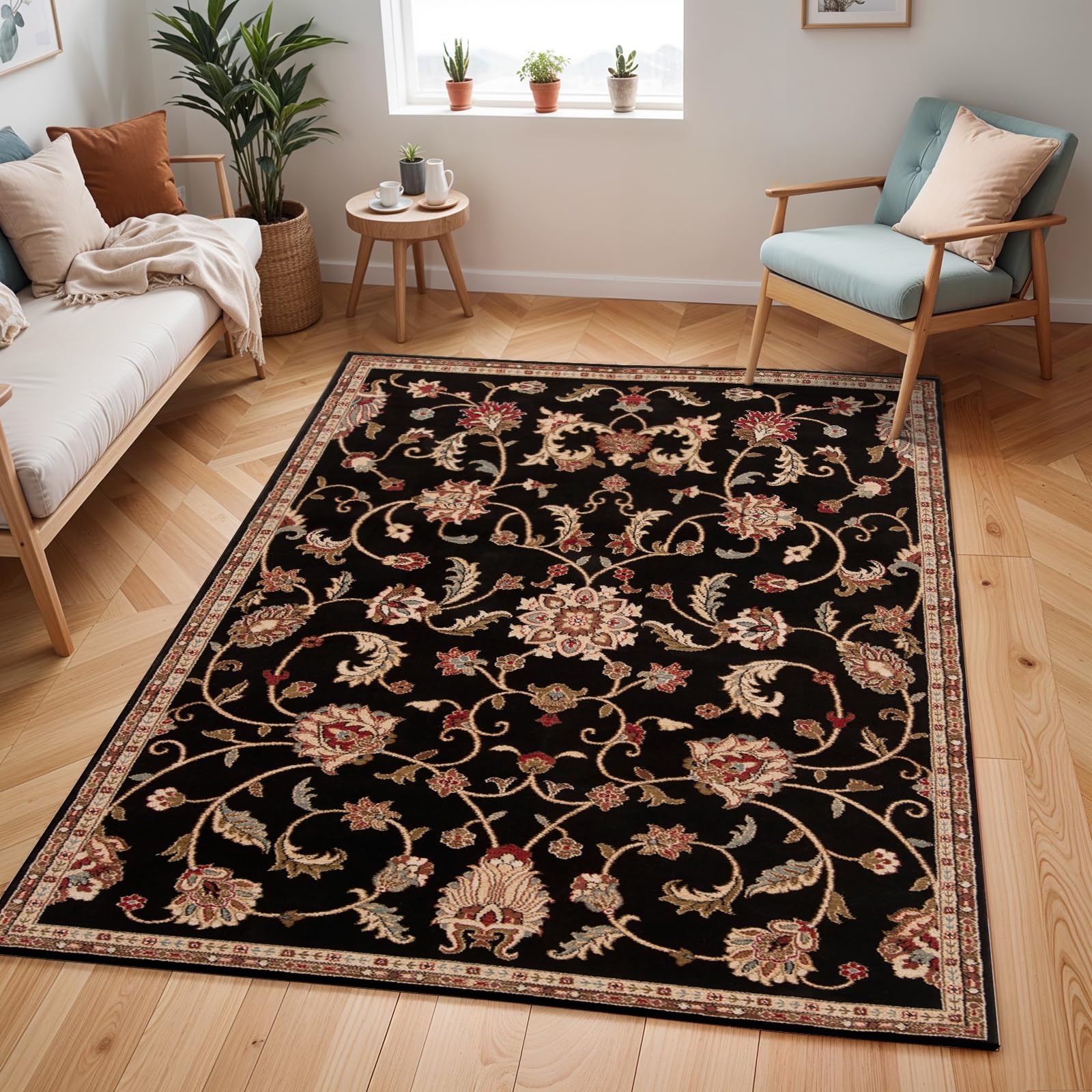 Livabliss Bekuri Oriental Area Rug - 160 cm x 230 cm - Black