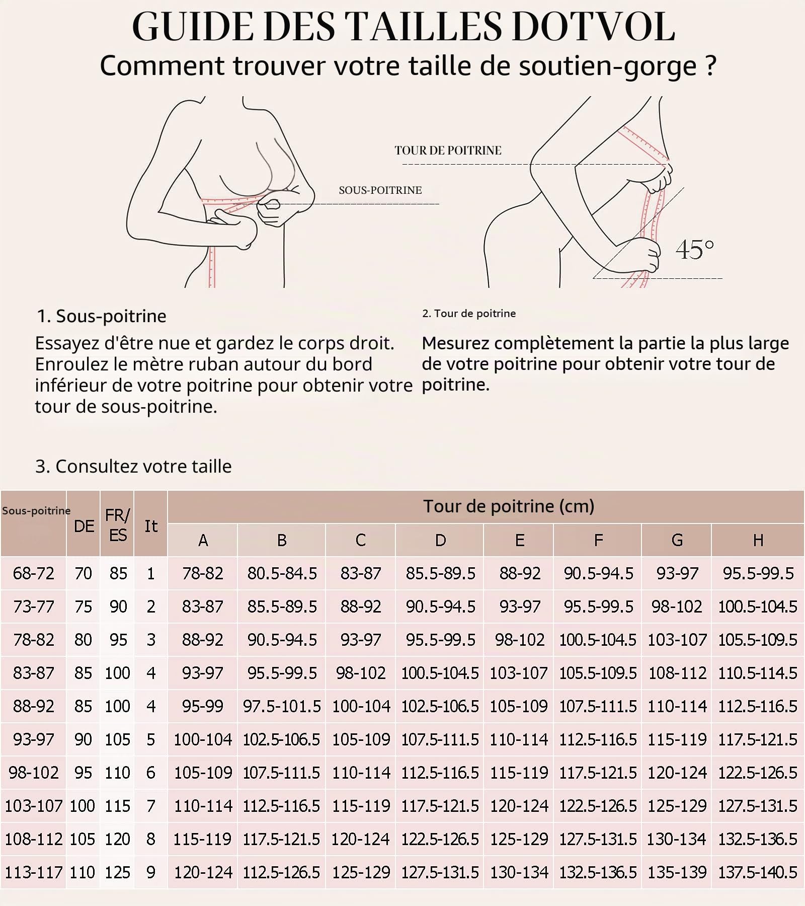 DotVol Femme Soutien-Gorge Grande Taille avec Armature Soutien Complet Bretelle Plusieurs Façons à Porter