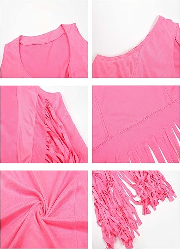Miniatura 5 de 70s Hippie Costume Women, 5 Pcs 60s 70s Outfits Fringe Vest Hippie Accessories Halloween