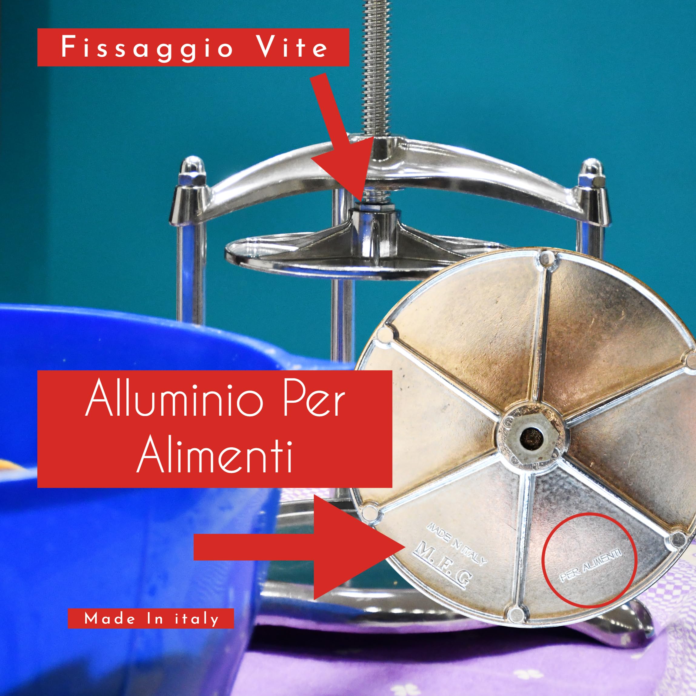 TORCHIETTO Premitutto Alluminio MEDIO Manuale Torchio Made In Italy Pentola Acciaio Inox Dedicata Resistente Per Sempre Modello 2026 SPREMIAGRUMI PER MIRTO MELENZANE CERTIFICATO