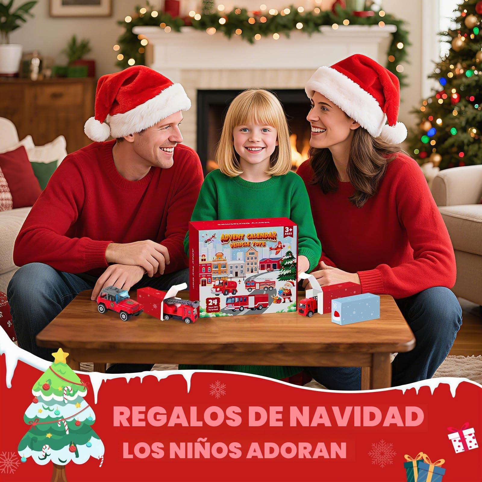 Calendario Adviento 2026 Niños,Calendário do Advento Cars,Christmas Advent 2026 Cars Coches Juguetes para niño 3 4 5 6 7 8 9 10 Años,Calendario Adviento Criança Juguetes Camión de Bomberos