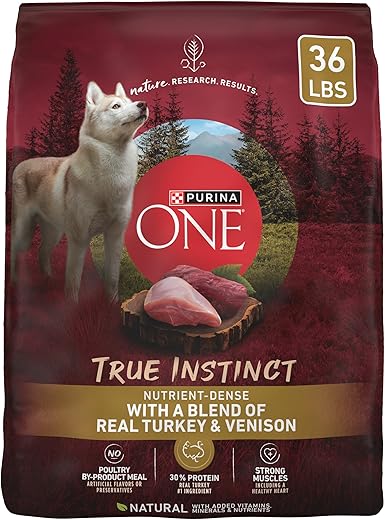 Purina ONE True Instinct With A Blend Of Real Turkey and Venison Dry Dog Food – 36 Lb. Bag