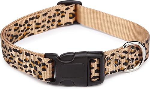 East Side Collection Collar de perro de nailon con estampado de guepardo, de 10 a 16 pulgadas