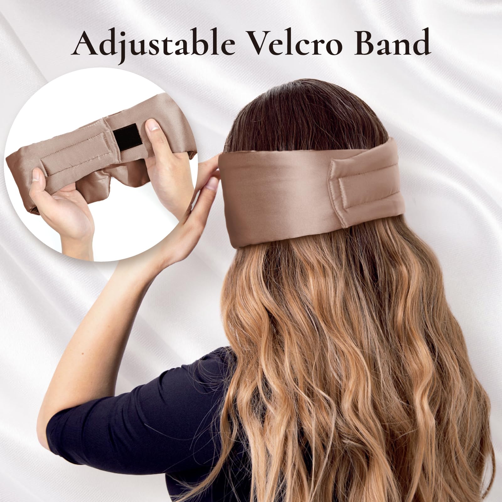 Zenssia Antifaz para dormir 100% seda de morera para hombre y mujer con diadema ajustable, máscara de dormir grande de tamaño completo y venda para los ojos para un oscurecimiento total para dormir