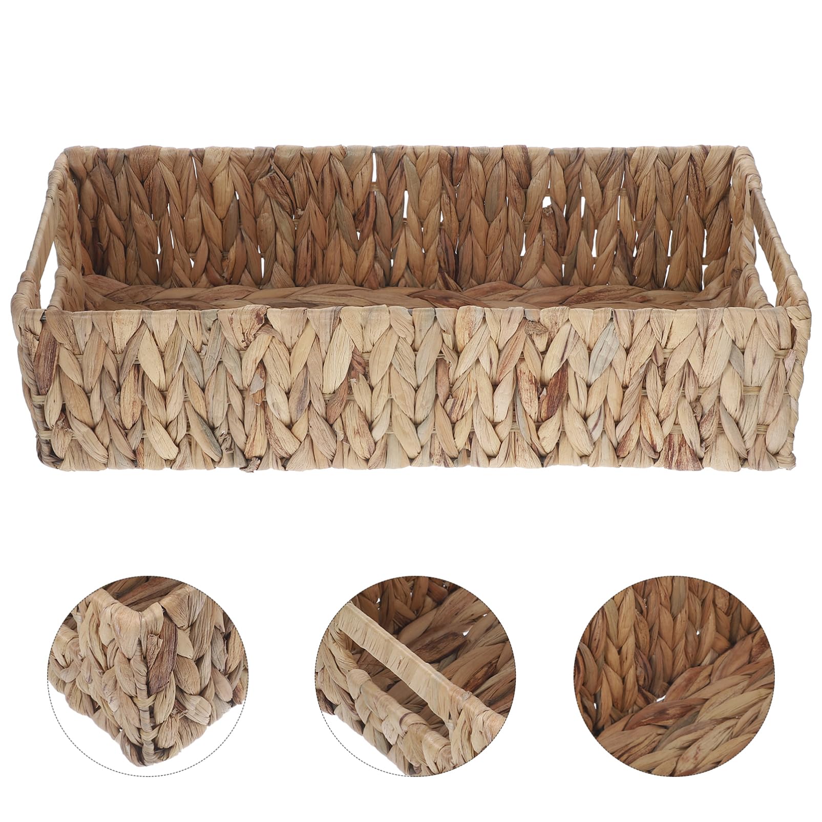 LABRIMP Koszyk Do Przechowywania z Trawy Wodnej Woven Hyacinth Basket z Uchwytem Funkcjonalny Koszyk Dekoracyjny Do Biura i Domu Idealny Organizacji Drobiazgów