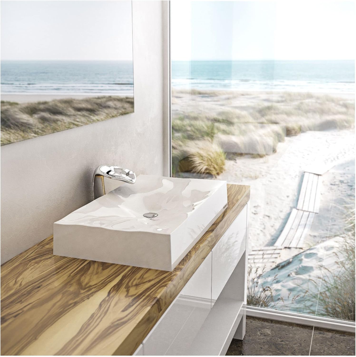 Karran Mirage SQS300 Quartz 32 in. Bathroom Vessel Sink in Black