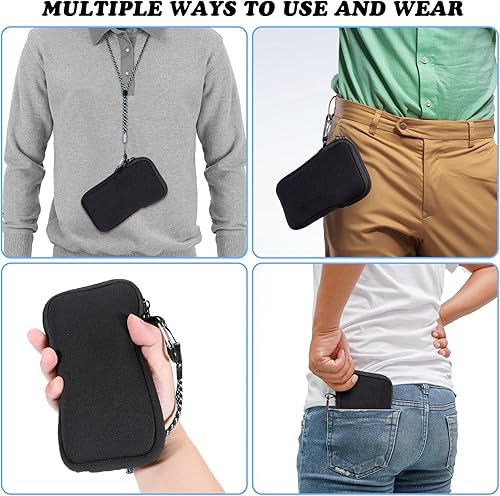 Miniatura 5 de Calcetín para teléfono, bolsa de neopreno universal resistente a golpes e impactos con mosquetón y correa de cordón, funda para senderismo y viajes,