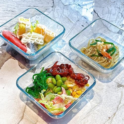 Miniatura 5 de Juego de 3 cuencos de vidrio templado para ensalada, aptos para microondas, para mezclar, almacenar y servir, helado, sopa, cuencos de arroz, cuenco