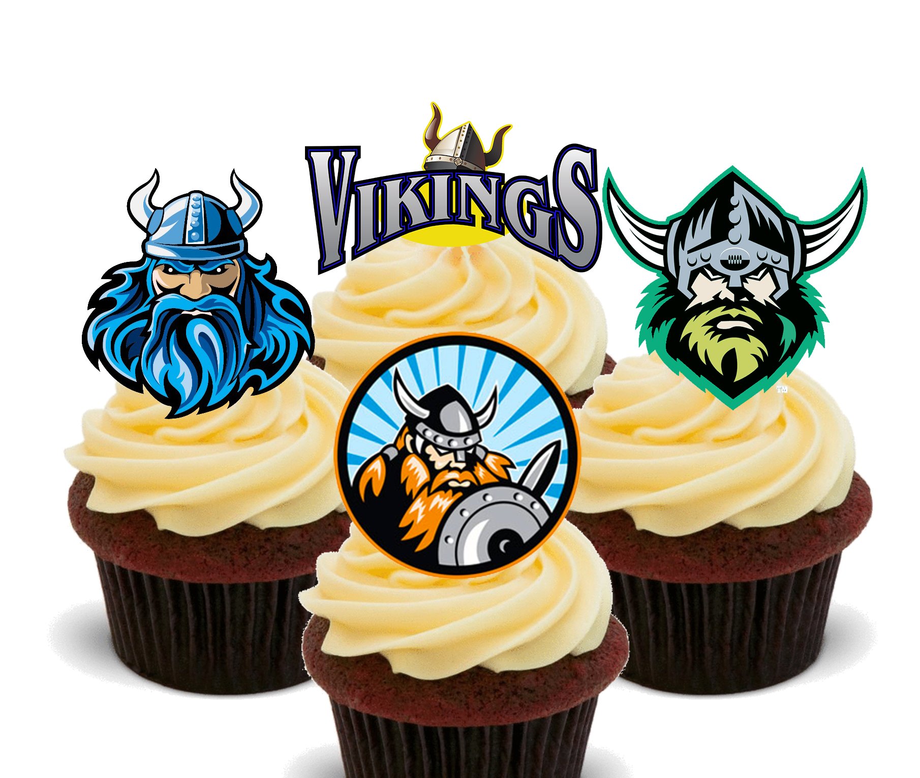 Made4You Vikings Edible Cupcake Toppers - Stand-up Wafer Cake Decorations (Pack of 24)