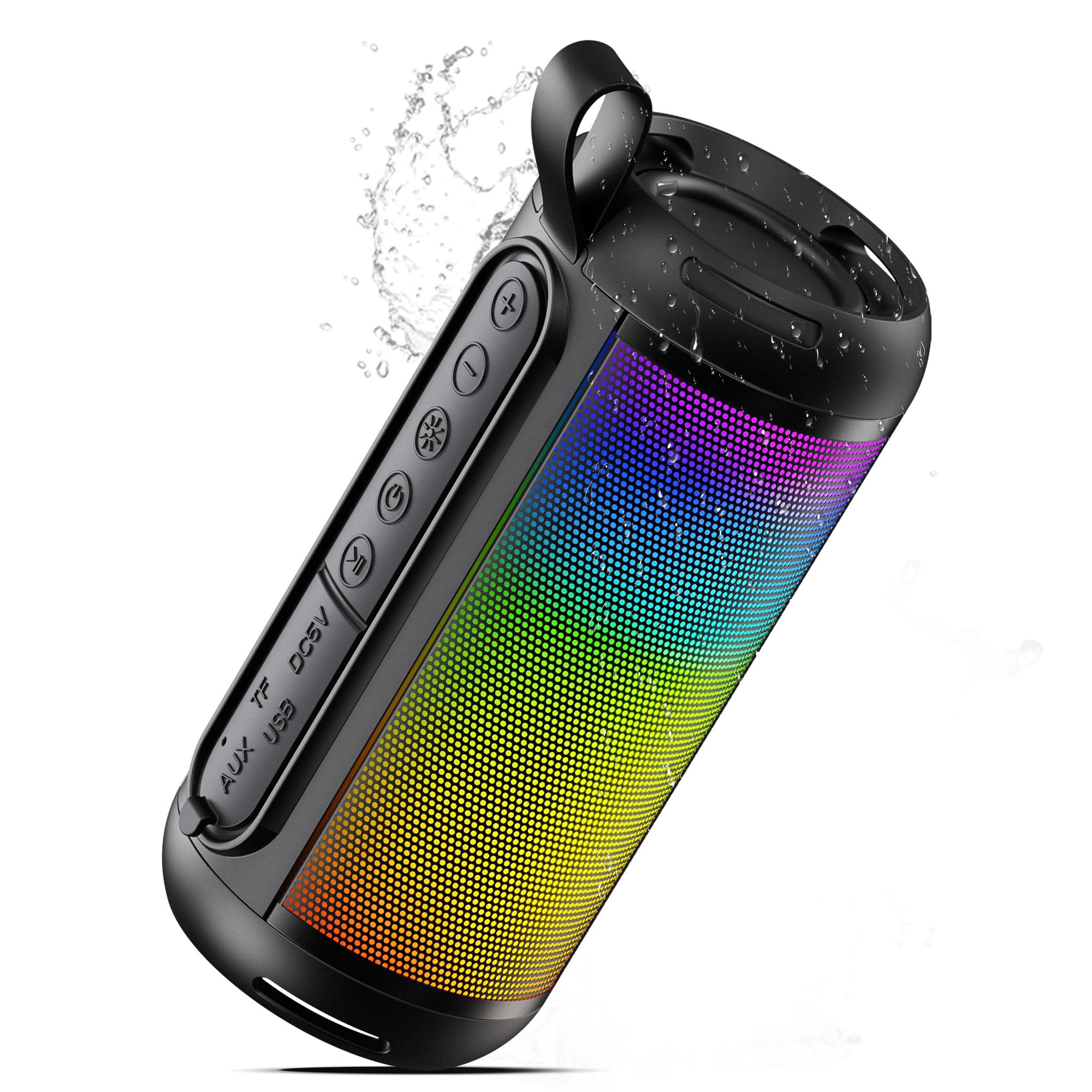 Brelley Altavoz Bluetooth, 30W Altavoces Inalámbrico Portátil con Sonido HD, BT6.0, Doble Graves Speaker, Batería de 20H, IPX5, Luces RGB, USB, AUX, Tarjeta TF, para Fiestas, Exteriores, Viajes