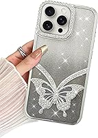 Vista 70 de BITOBE Diseñada para iPhone 16 Pro Max, Bonita Funda de Mariposa 3D Delgada con Chapado Brillante Reluciente de Lujo para Mujeres y Niñas Protectora