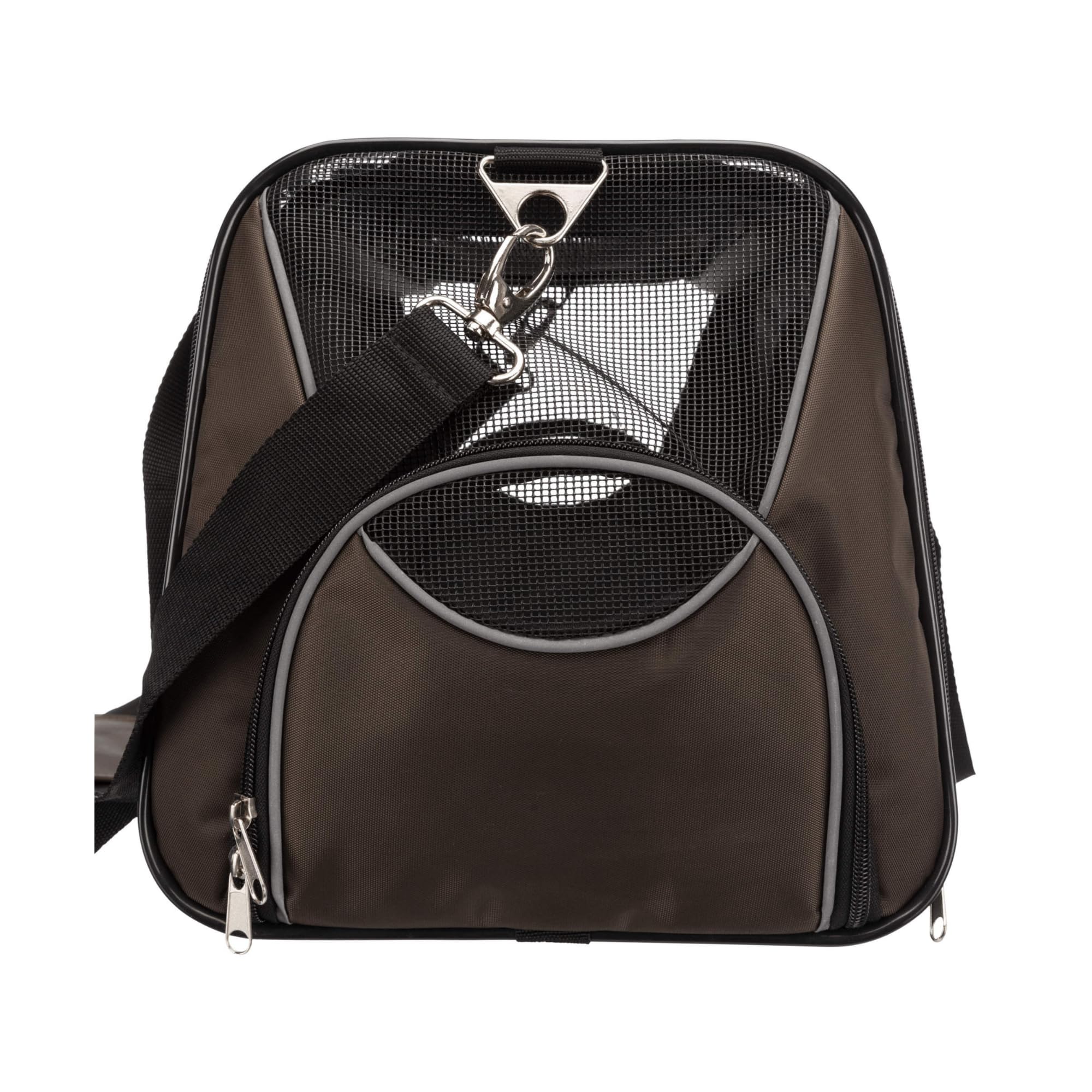 TRIXIE Hunde-Tasche Joe - Öffnungen vorne und oben - abnehmbarer Schulterriemen - integrierter Kurzleine - gepolsterte Bodenplatte - reflektierende Elemente - 28 × 28 × 47 cm - bis 10 kg - 28847