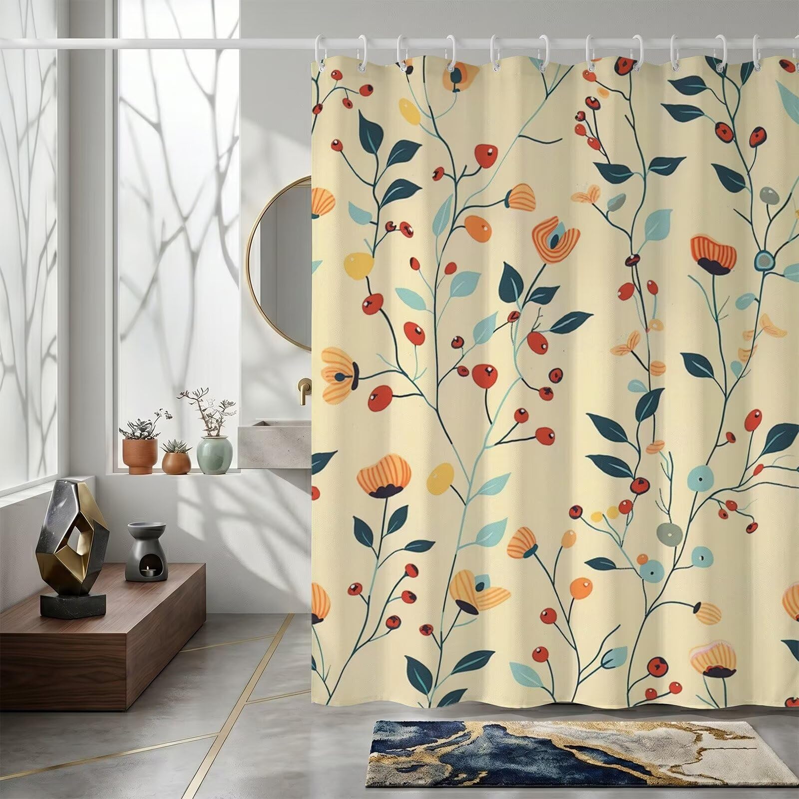 Rideau de douche rural en tissu polyester lavable pour créer un cocon dans sa salle de bain