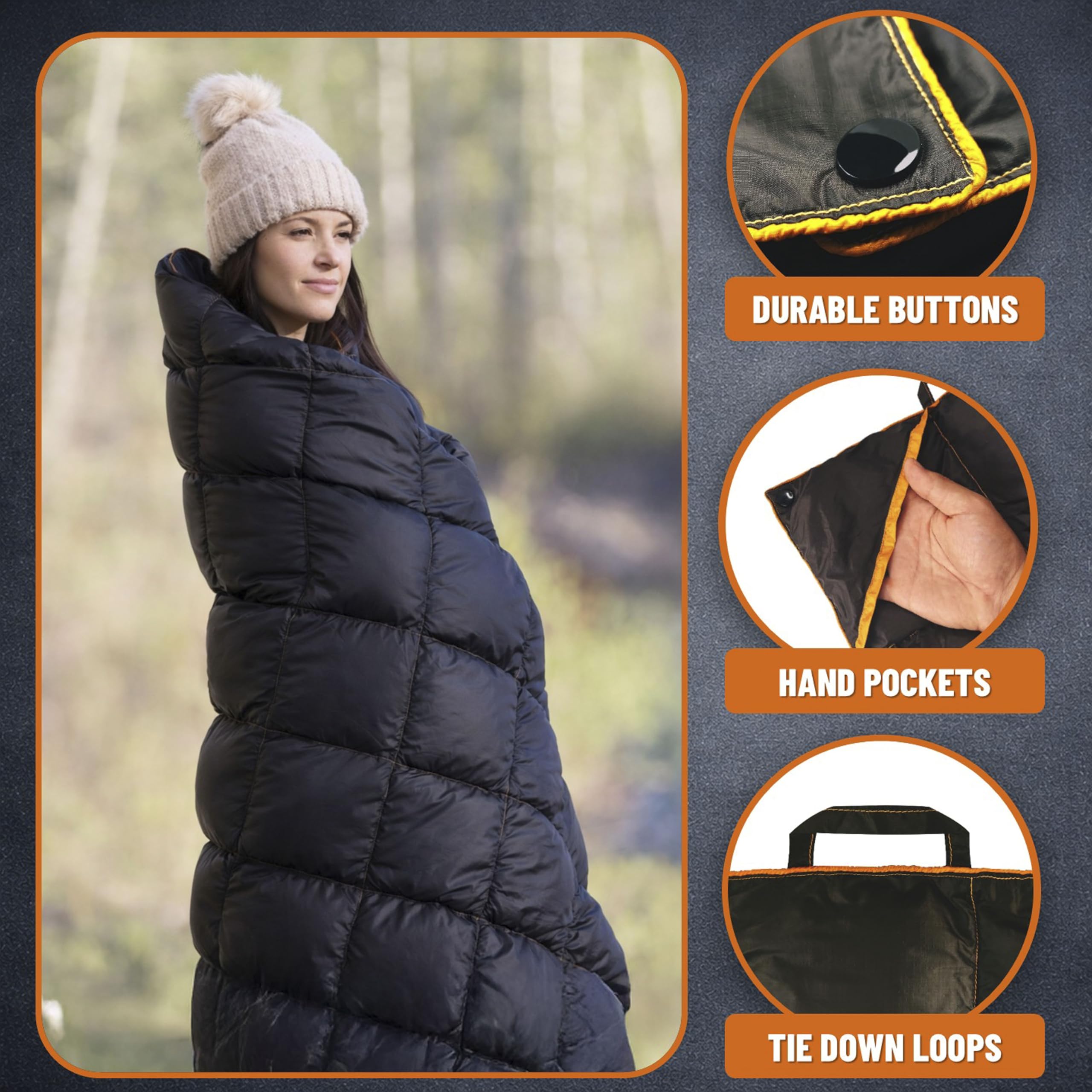 PW700 Extra Large Double Insulated Outdoor Camping Blanket | 2X Puffy Warm Packable Weatherproof Durable and Lightweight | Top Quilt for Hiking Backpacking Stadium Events Picnics product thumbnail 8