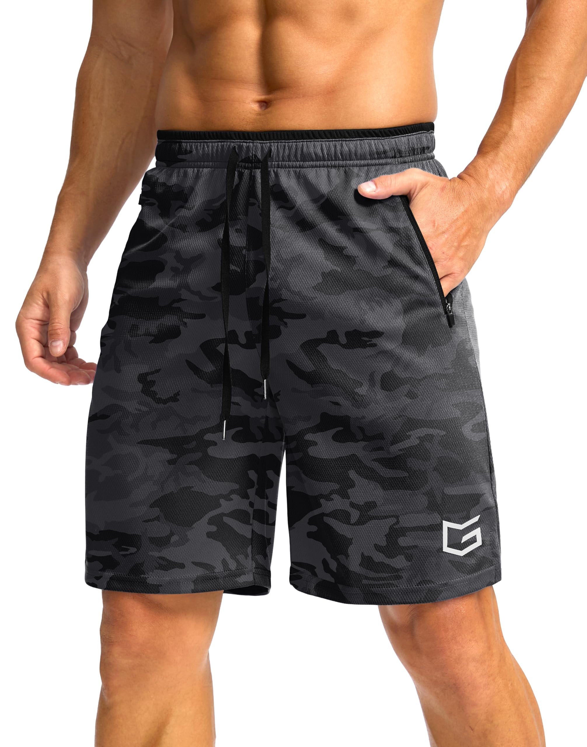G Gradual Mens Gym Shorts with Zipper Pockets 9 11 Athletic Basketball Mesh Shorts for Men Workout Quick