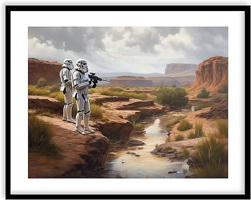 Star Wars - Póster artístico de estilo vintage de paisaje Giclée de alta calidad, diseño estético de Darth Vader Boba Fett Yoda, decoración de pared