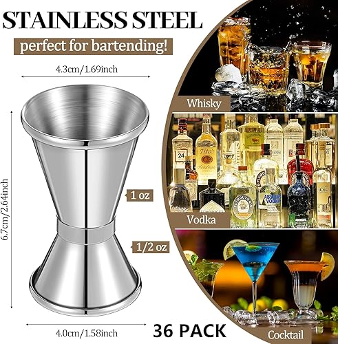 Miniatura 2 de Amyhill Jigger de barra doble de 12 y 1 onza de acero inoxidable para coctel, vaso de licor, suministros de camarero para bar, barman fiesta