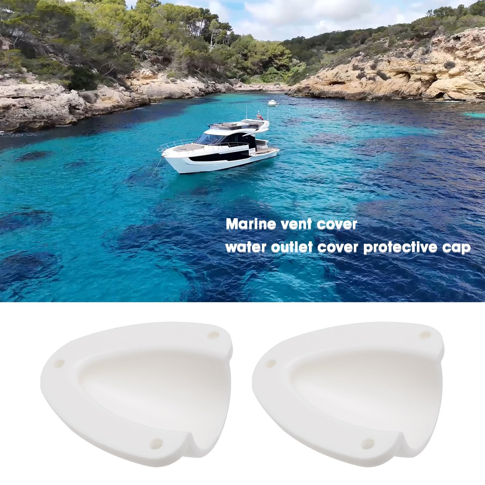 Lot de 4 cache-évents en nylon avec vis pour yachts, bateaux, navires (blanc/noir)