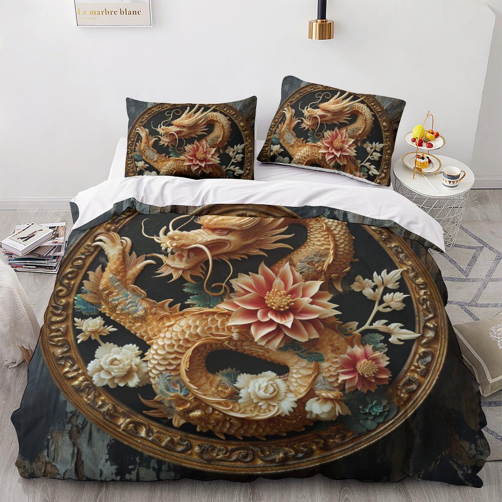 Housse de couette dragon 3D en literie microfibre haut de gamme