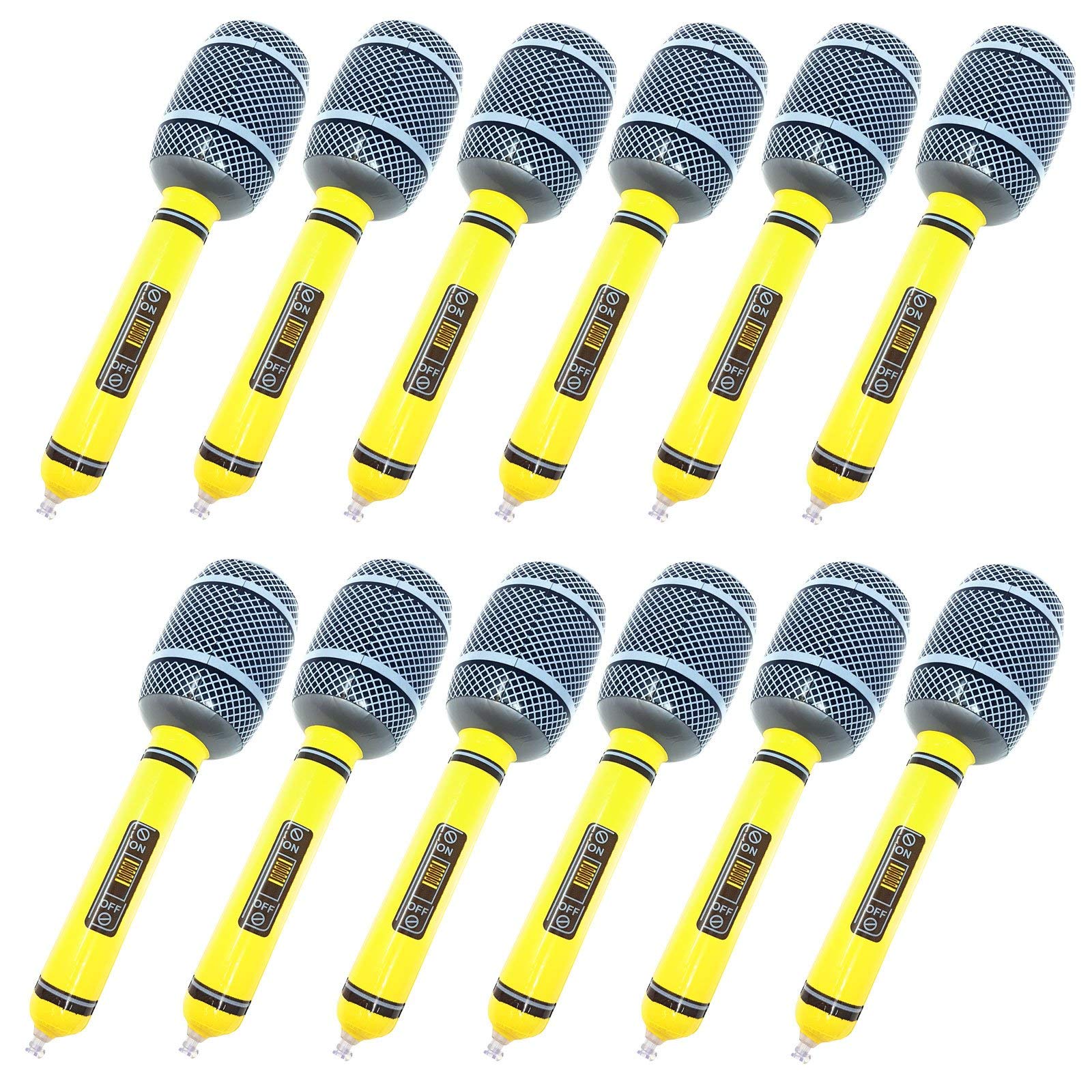 WS Accessories Inflatable Microphone 35cm [Yellow, Pack of 12]