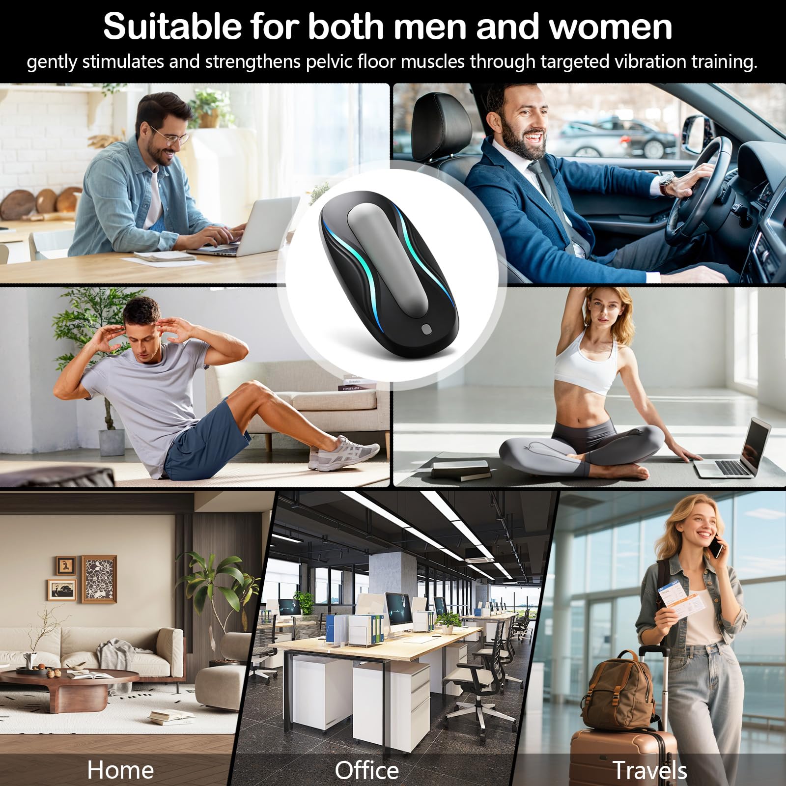 Dispositivo elettrico per allenamento del pavimento pelvico per donne e uomini, versione controllata da app, 3 modalità di allenamento, per supporto al controllo della vescica e alla riabilitazione