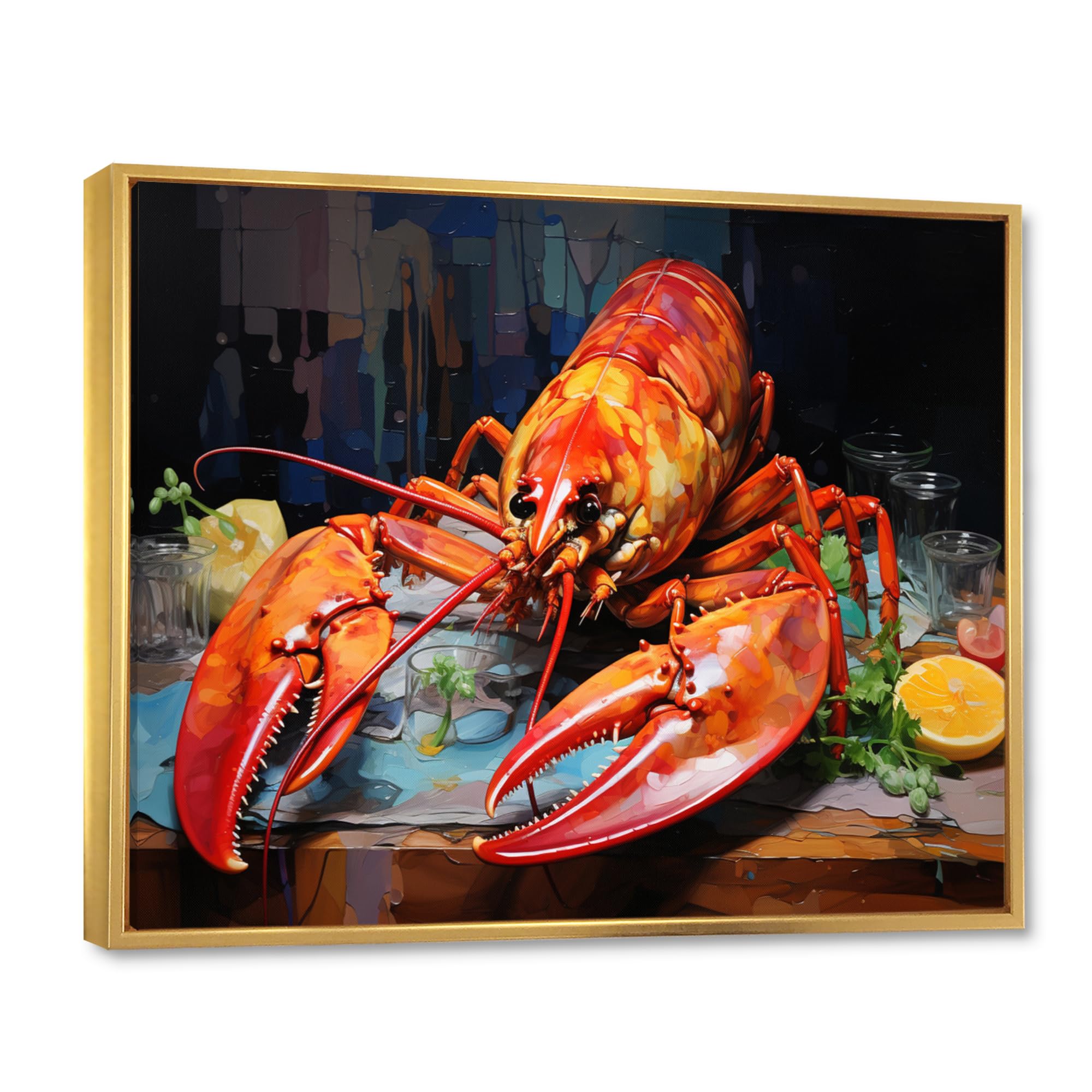 Amazon.com: Red Modern Gold framed wall art, Lobsterframed wall  