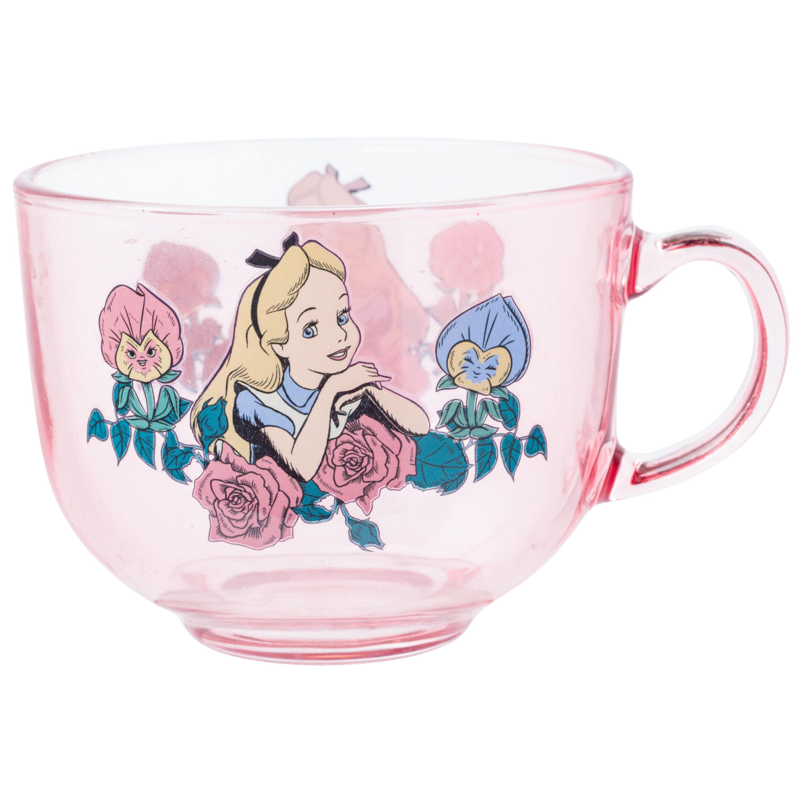 Silver Buffalo Disney Alice in Wonderland Glass Coffee Mug Featuring Alice, 16 Ounces