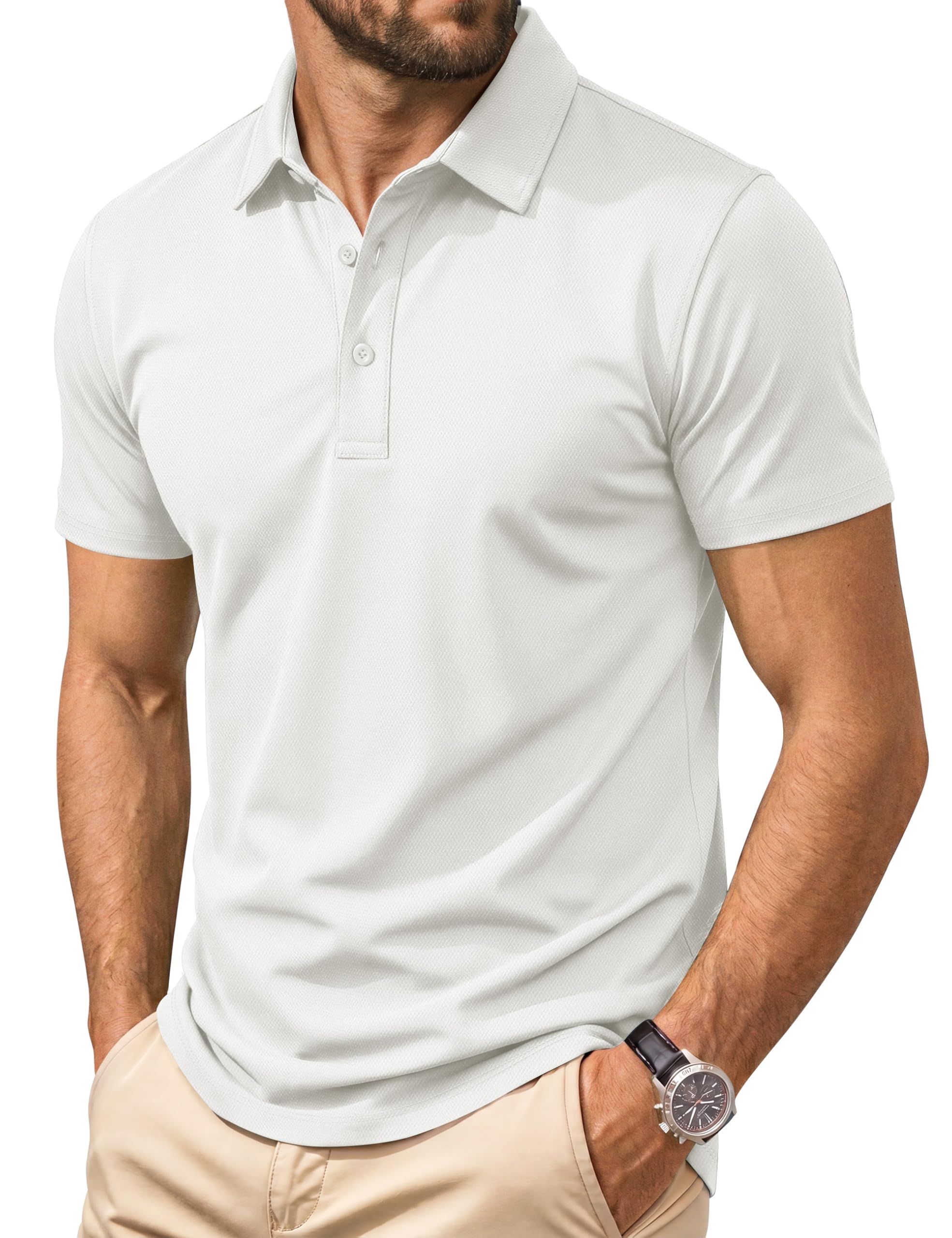 Men's Polo Shirts Short Sleeve Cotton Pique Classic Golf Shirts