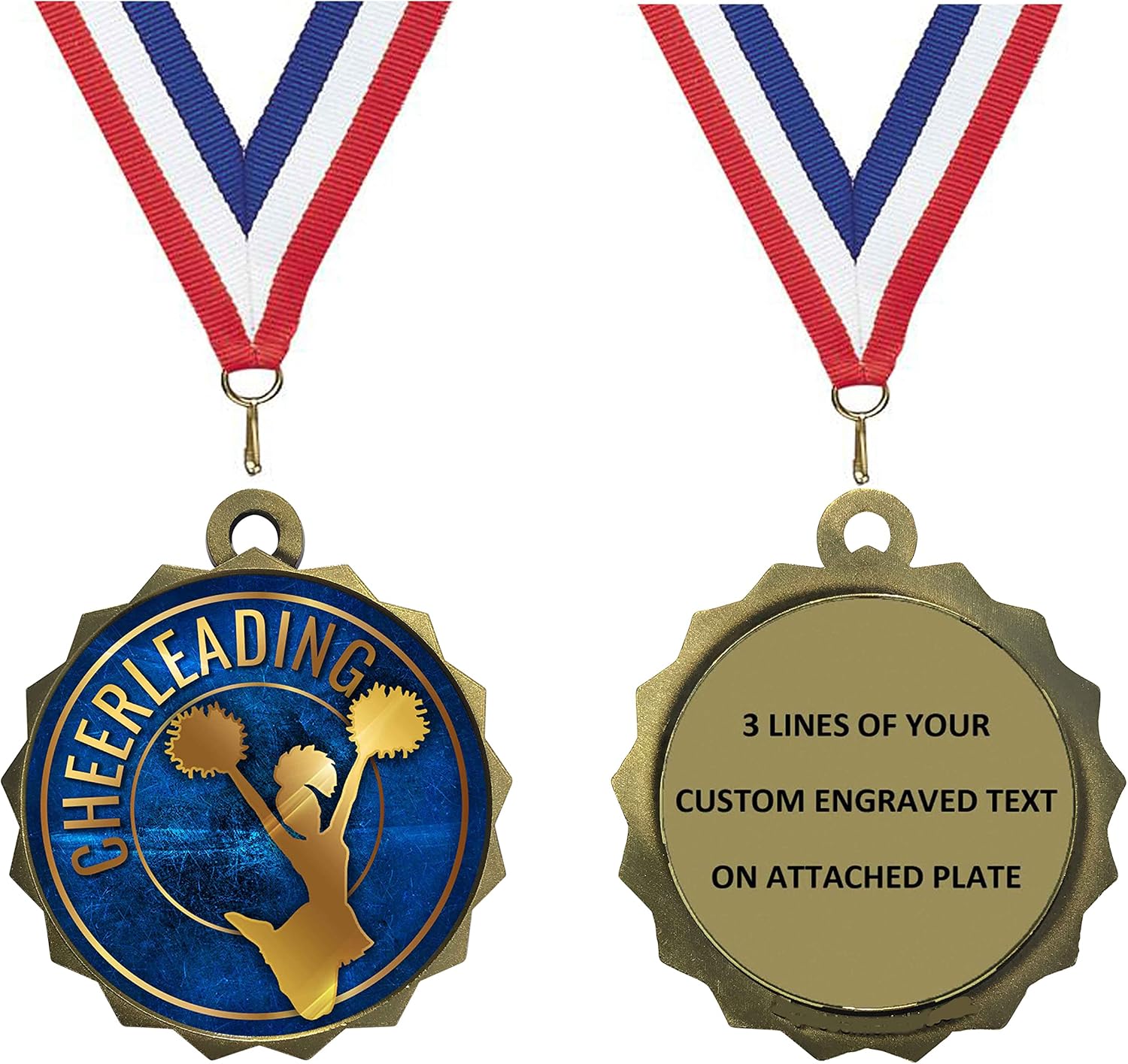Express Medals 1 to 50 Packs Engraved Personalized Custom Cheerleading Medals Trophy Award with Neck Ribbon Medal Trophies