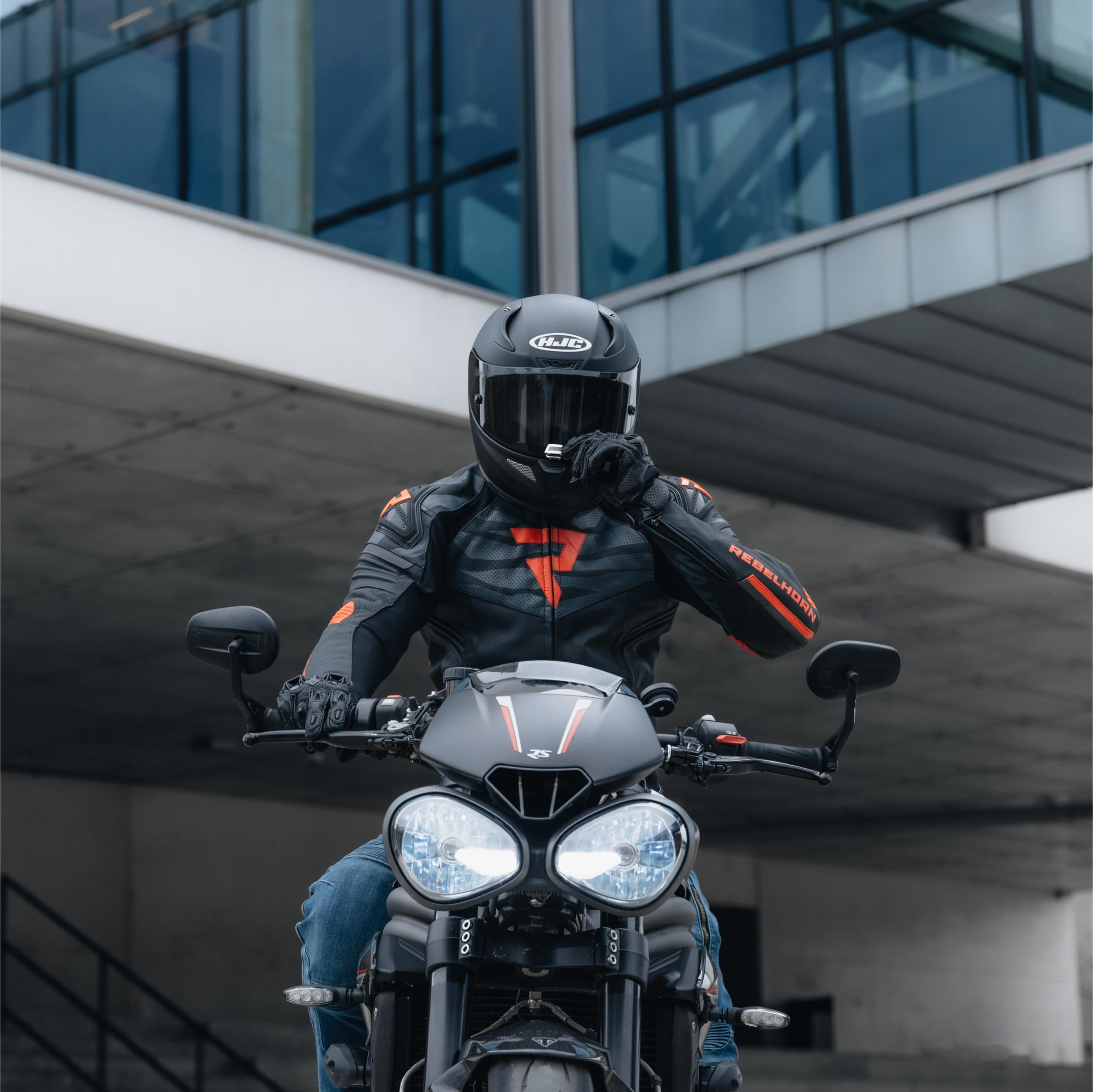 REBELHORN Vandal Motorradjacke Herren | Rindsleder | Ellbogen und Schulterprotektoren Stufe 2 | Schulterschieber | Softshell In&Out Weste | Perforierte Belüftungspaneele | Größen bis 62