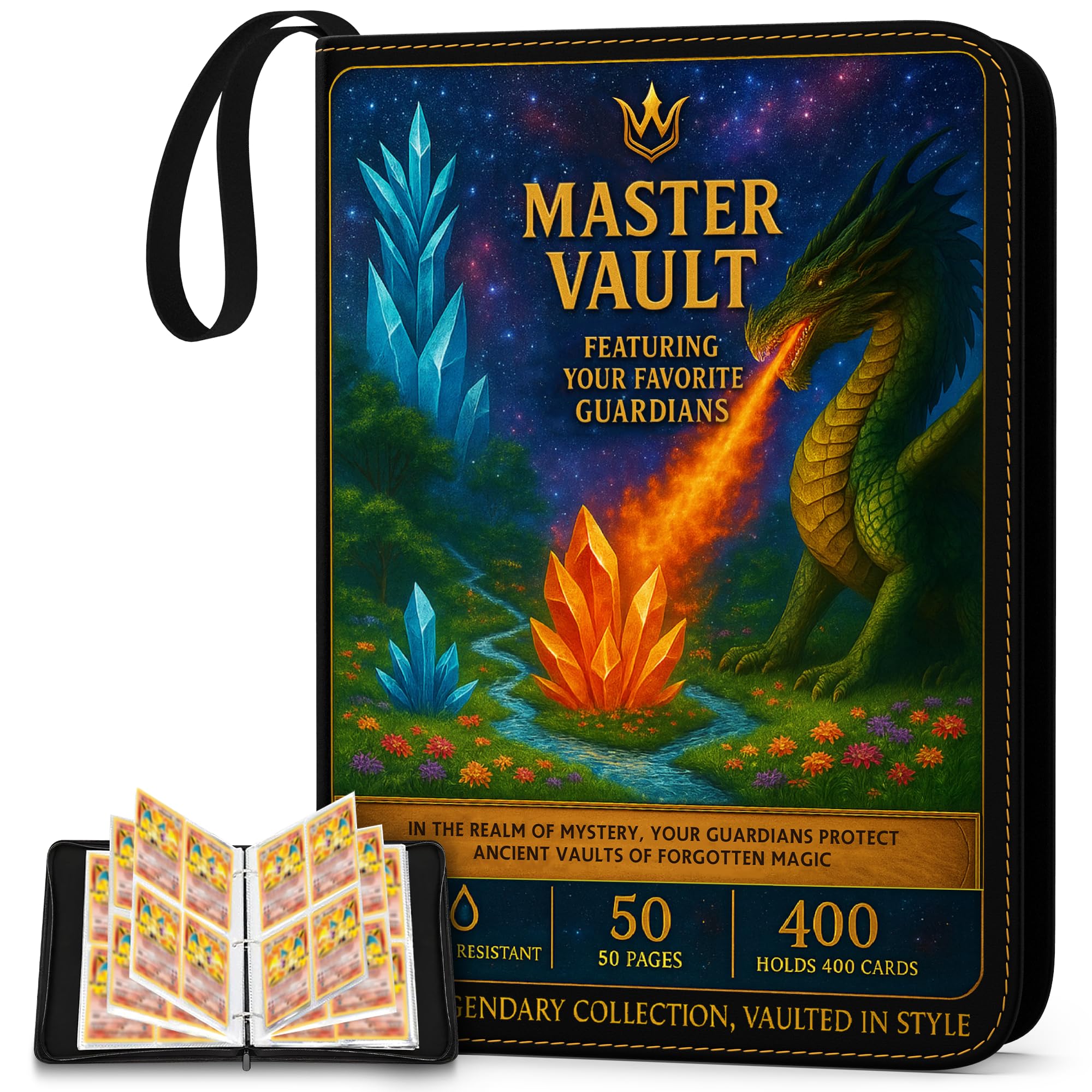 Trading Card Binder 4 Pocket Sleeves for Trading Card Storage, Water Resistant 4 Pocket Binder TCG Collector Album