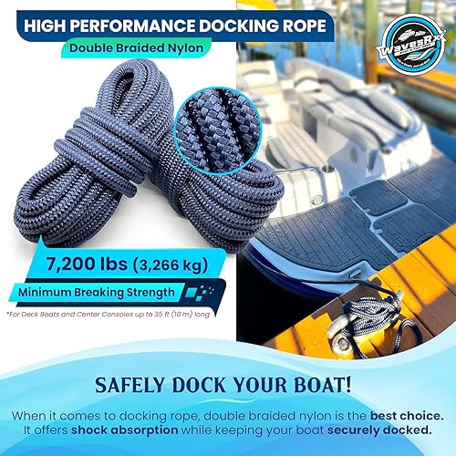 Miniatura 2 de Líneas y cuerdas de nailon de alta calidad para acoplamiento y pontón Cuerda marina trenzada doble Cuerda de muelle resistente a los rayos UV