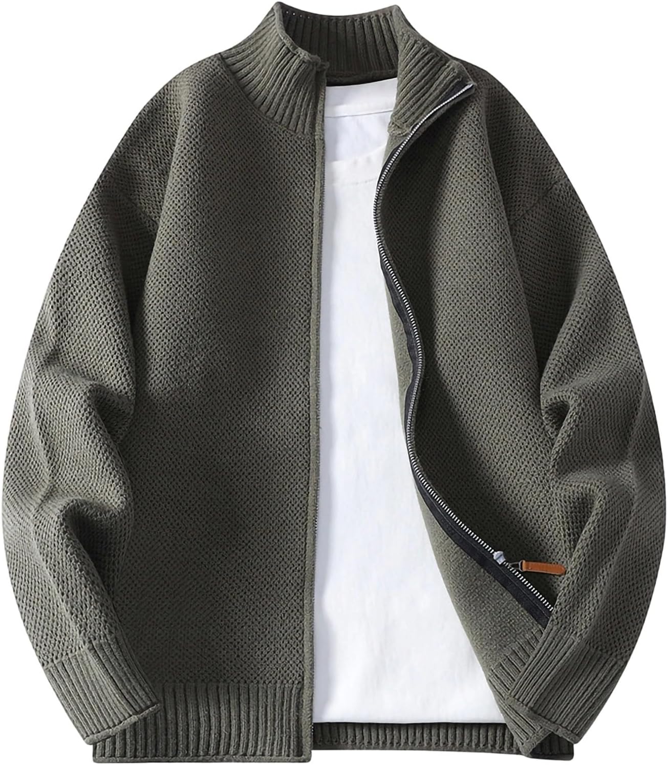 Men's Full Zip Cardigan Sweater Casual Loose Fit Long Sleeve Winter Jackets Warm Soft Knit Coat Oversized Clothes