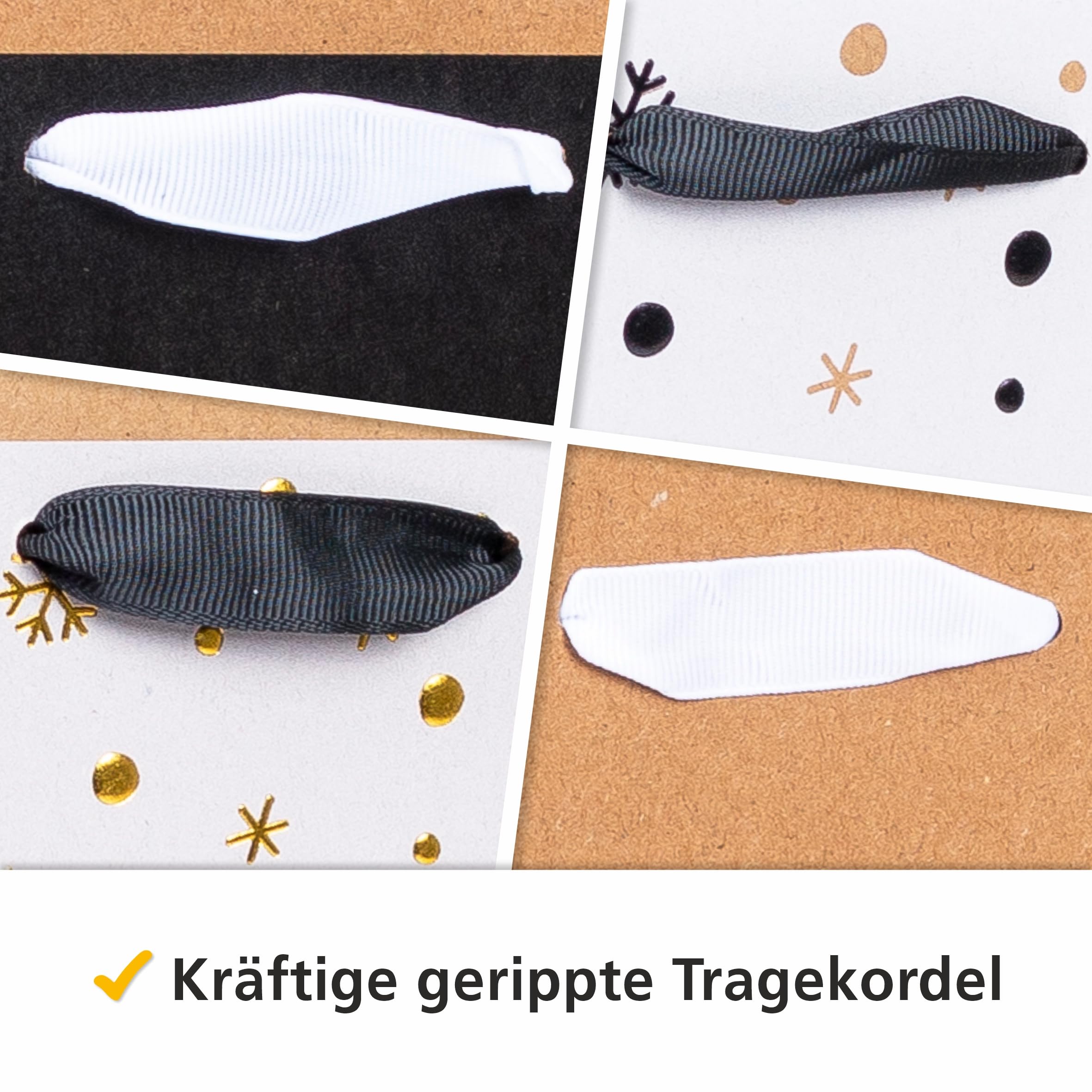 HEKU 24 XL bożonarodzeniowe torebki na prezenty, 33 x 26 x 13 cm, 4 motywy świąteczne, X-Mas Nature Trend 2, Hotfoil i tłoczenie, w zestawie składane kartki, wysokiej jakości papier, idealne na duże