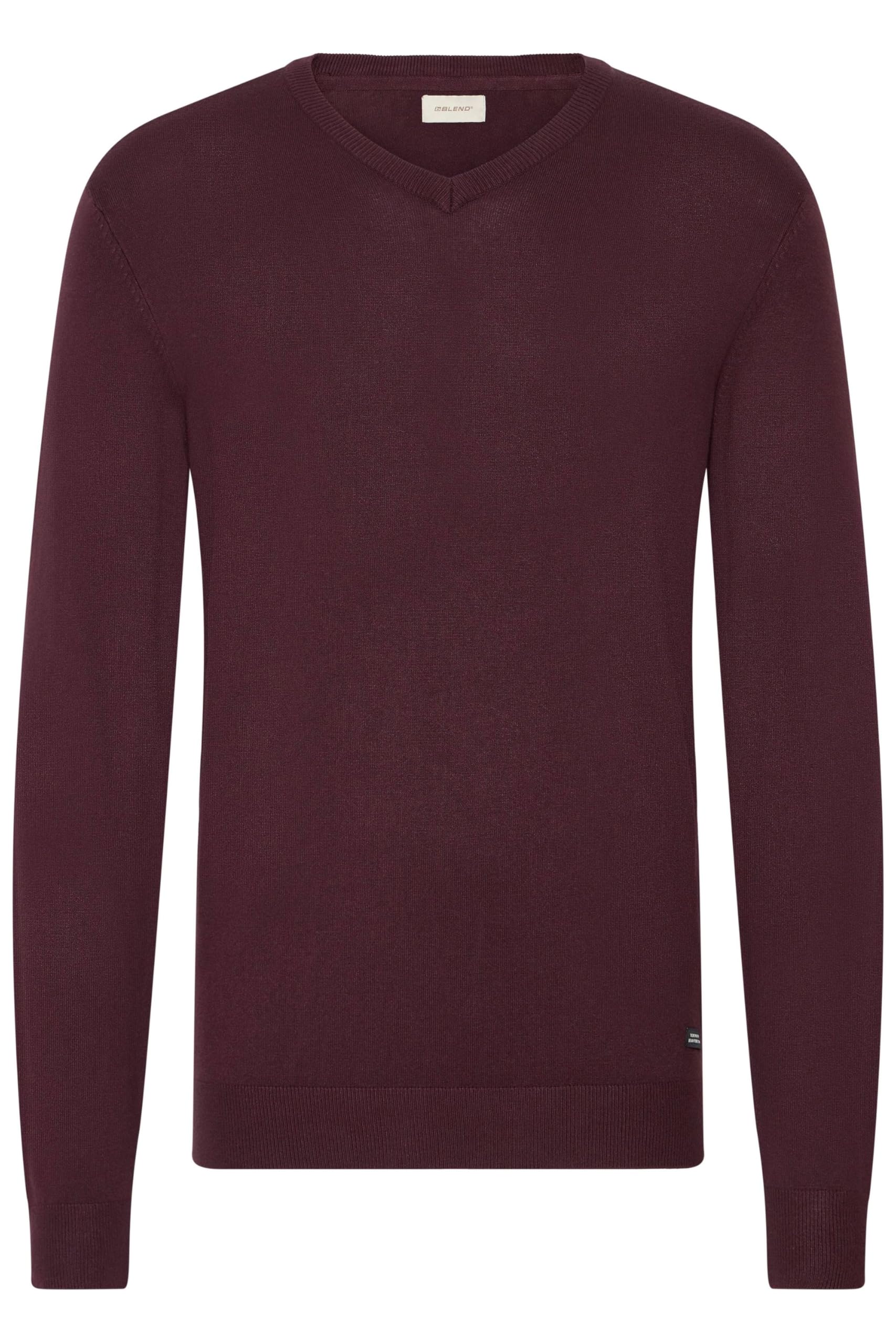Blend BHWeber Herren Strickpullover Pullover mit V-Ausschnitt Rippbündchen Label-Details Regular fit