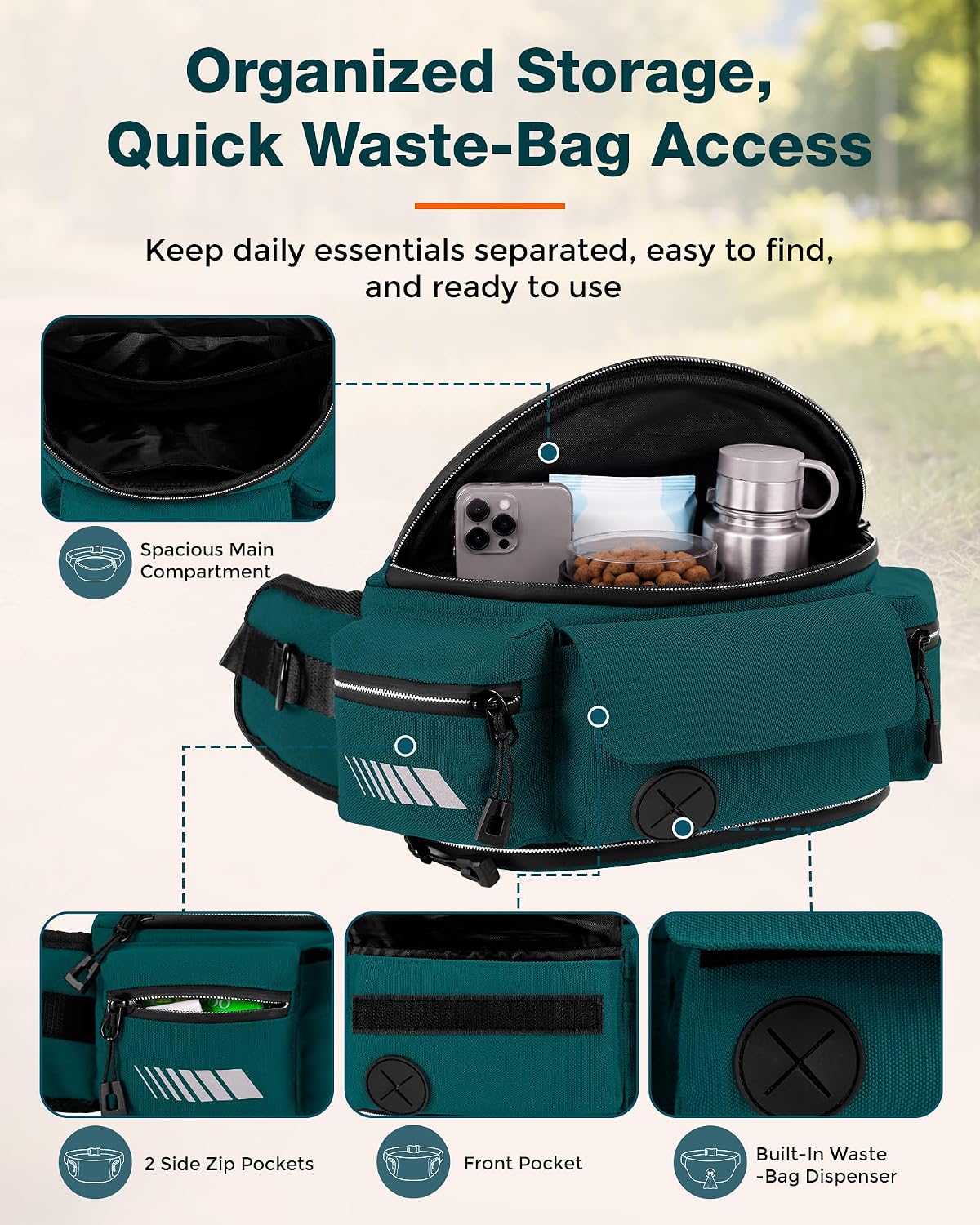 Dog Walking Bag with Hands-Free Leash for One or Two Dogs image 5