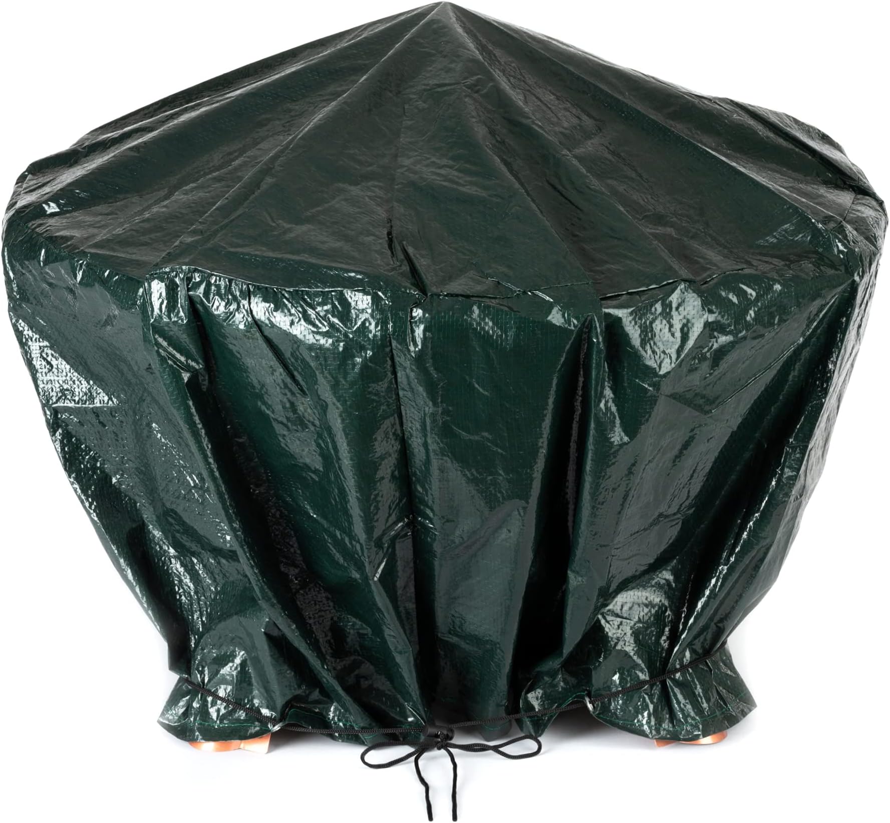 LIVIVO Heavy Duty Round Fire Pit Cover – Waterproof Outdoor BBQ & Firepit Protector with Drawstring, UV-Resistant Tearproof Rain Shield – Fits Firepits Up to 84cm Diameter (Green)