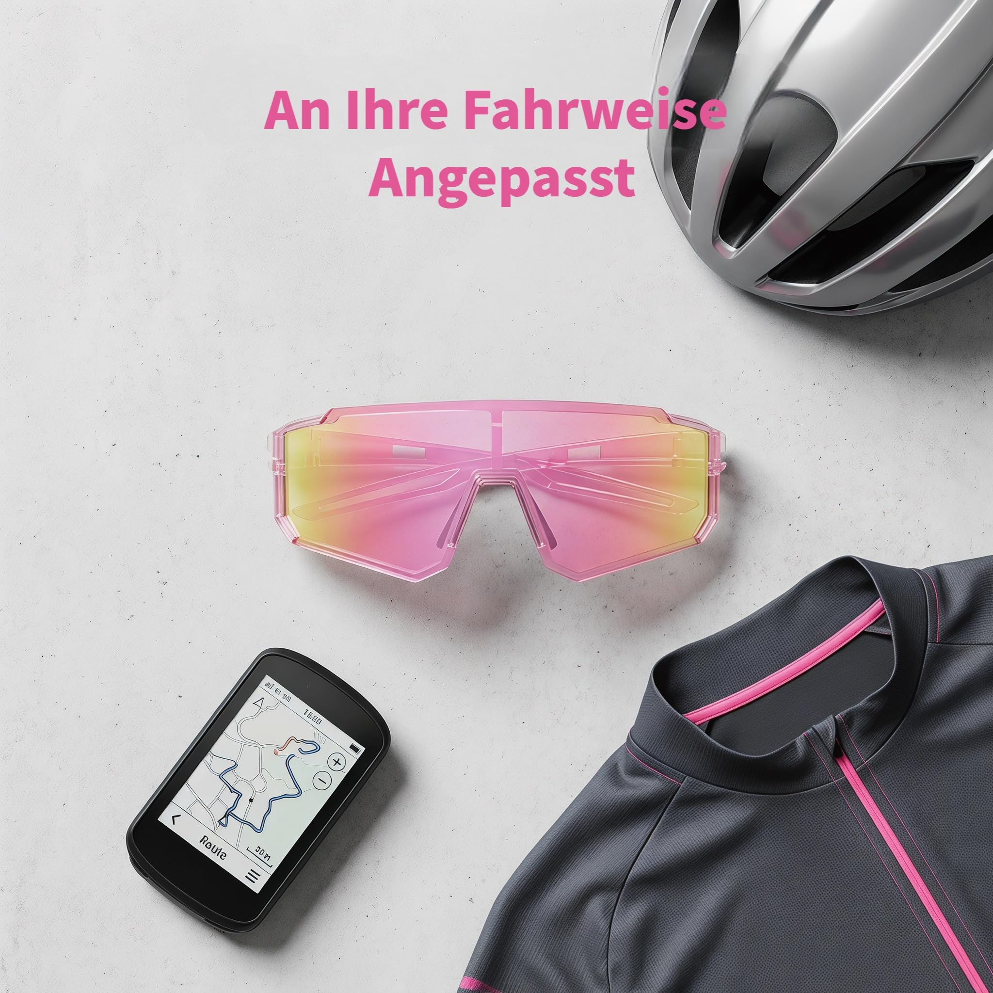 Generisch Rosa Selbsttönend Fahrradbrille, Photochromatische UV400, Fahrradbrille Herren, Schnelle Brille Damen, Sportsonnenbrille Radsport Radfahren für Radfahren Laufen Baseball Mtb