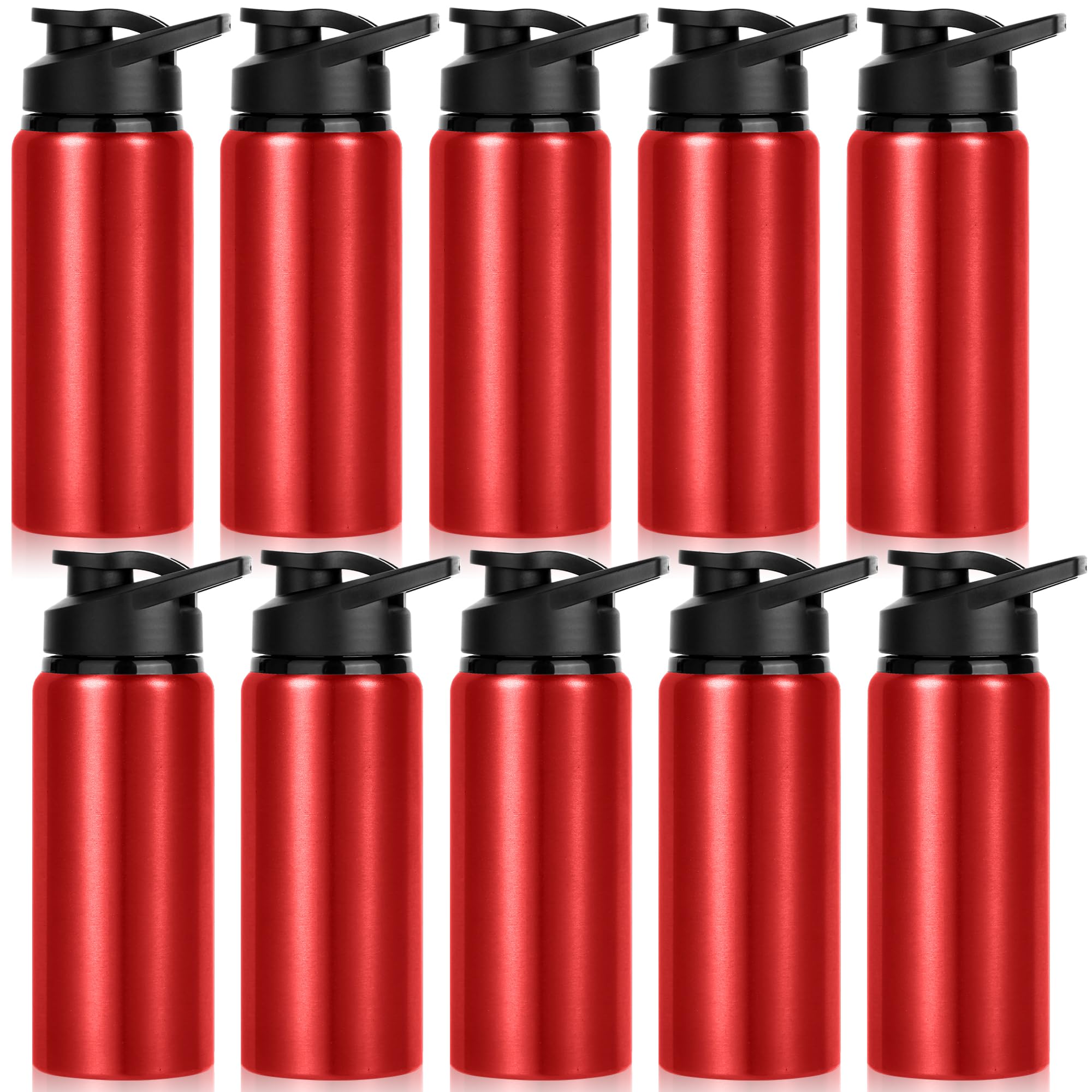 Sport-Aluminium-Trinkflasche mit Schnappdeckel, wiederverwendbar, auslaufsicher, für Reisen, Camping, Fitnessstudio, Wandern, Angeln, 590 ml, 10 Stück