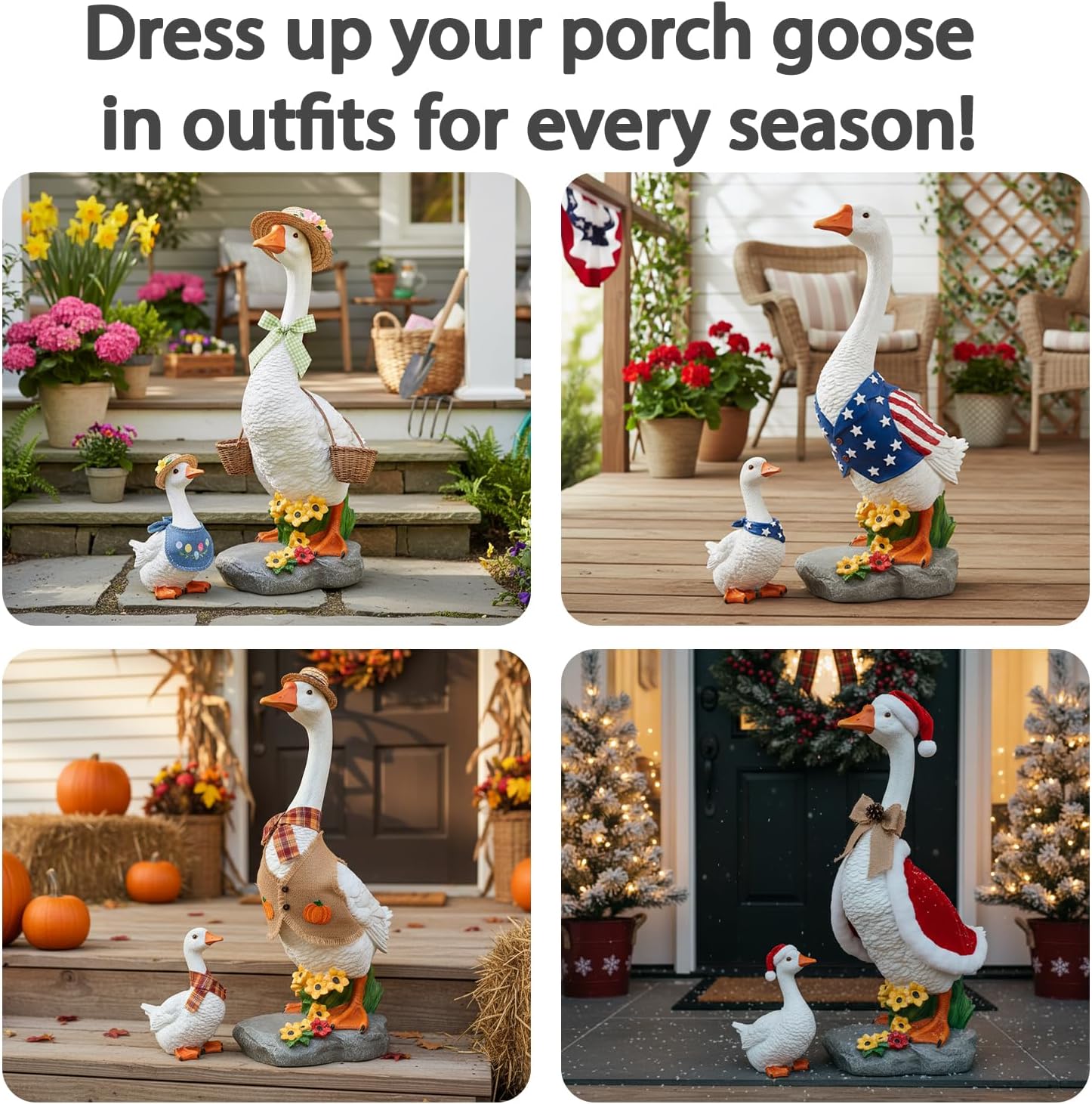 Porch Goose Garden Statue 2 Pack, Mom and Baby Goose Garden Decor, 20 Inches High Goose Statue, Big Resin Yard Decor, Outdoor Geese Figurine for Patio,Porch,Yard,Lawn Ornament, Gifts for Mom