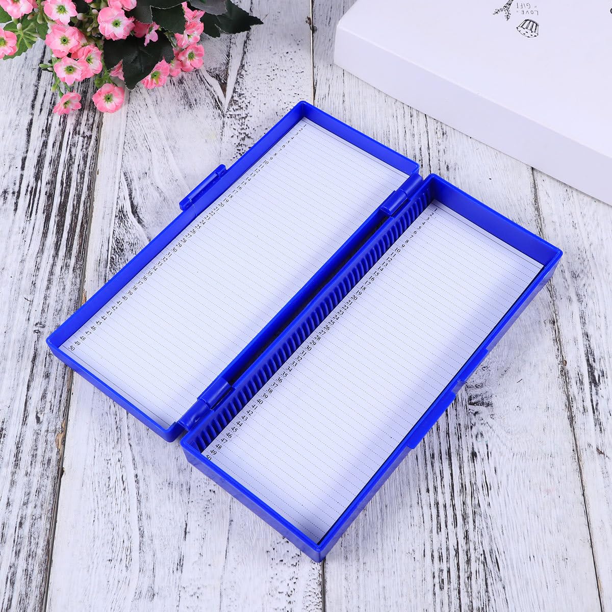 Scatola per Vetrini: 50 Ccomparti, Plastica - Scatola per Vetrini per Microscopio per Vetrini da Laboratorio per Microscopia Dimostrativa, Con Slot (Confezione da 3, Blue Scuro)
