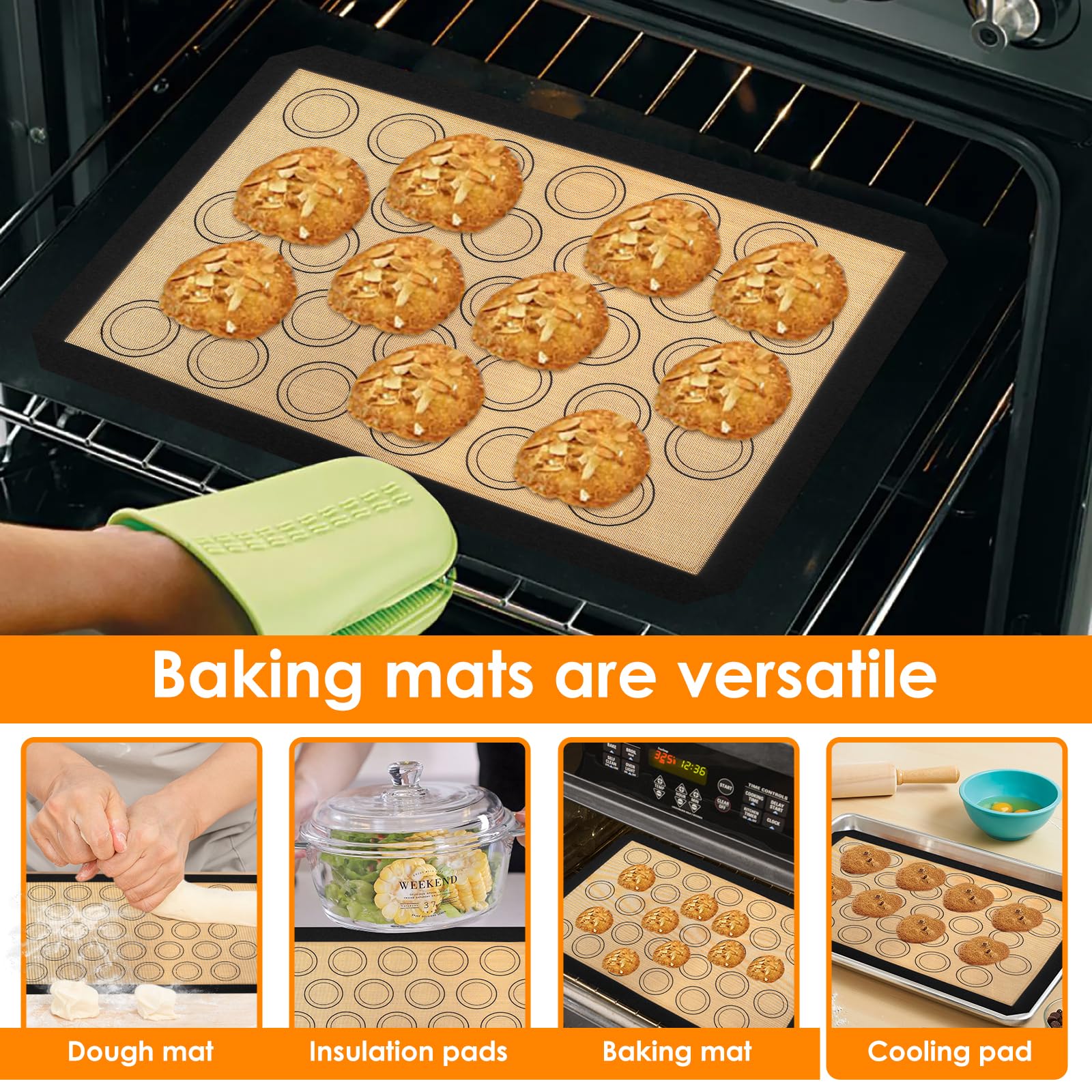 Tapis Cuisson Silicone Ours 20 Trous Macarons - 42x29cm Antiadhésif