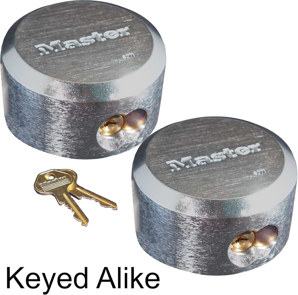 Master Lock 6271KA 2 Pack - 2-7/8in. ProSeries Reinforced Hidden Shackle Rekeyable Pin Tumbler Keyed Alike Padlock, Chrome