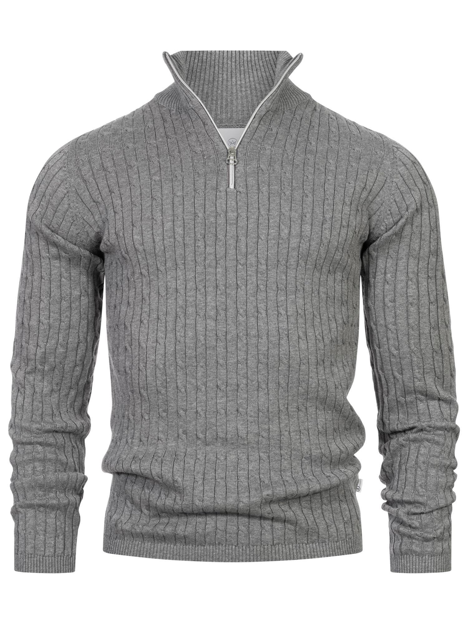 KRONSTADT KSCable - Jersey de media cremallera para hombre de mezcla de algodón con cuello alto | Jersey de punto para hombre
