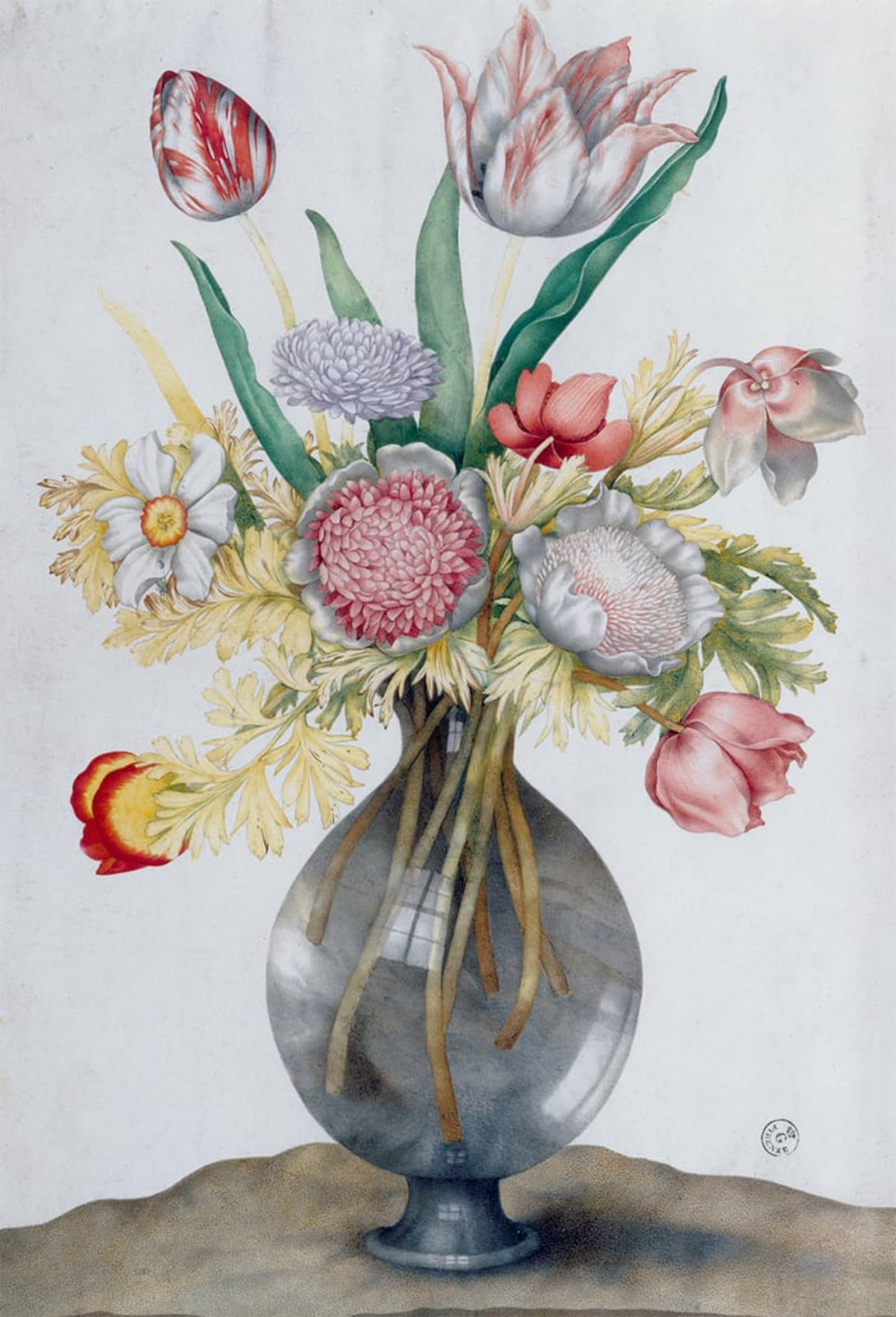 ARTXLXXBN Famous Art Print Poster Vintage Wall Art Glass Vase with a Bunch of Flowers by Giovanna Garzoni Canvas Art Poster for Home Decor 60x90cm