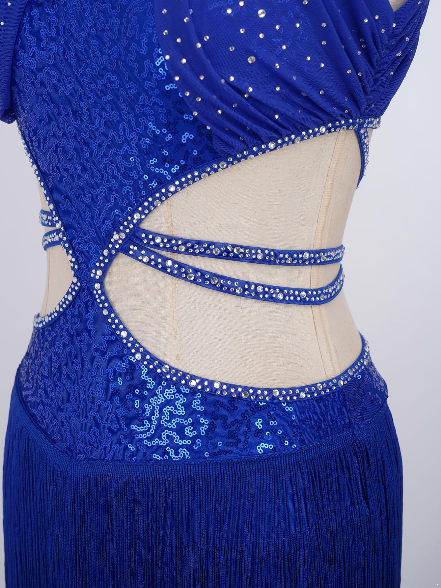 FEESHOW Donna Abito Da Ballo Latino Scintillante Body da Ginnastica Artistica con Nappa Paillettes Body Balletto Leotards Danza Classica Moterna