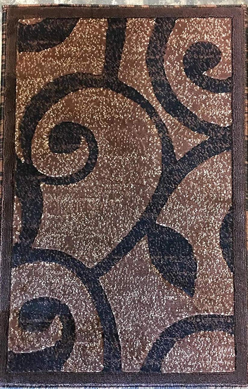 Americana Modern Door Mat Area Rug Brown Design #154 (2ftx3ft)