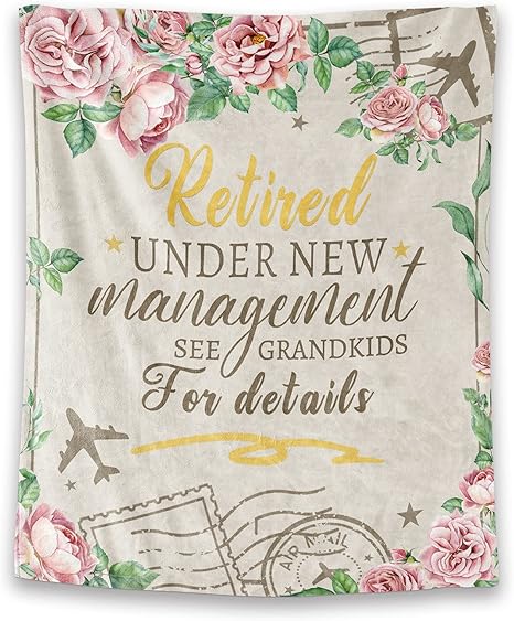 Retirement Throw Blanket - Soft, Fuzzy & Warm - 40x50 Inches Flannel Blankets for Women - Taupe Vintage Throws Farewell Gift for Coworker