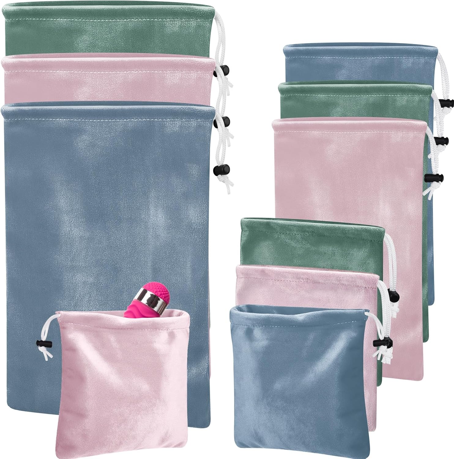 Amylove 9 Pcs Satin Game Toy Storage Bag Silk Drawstring Bags - View #5